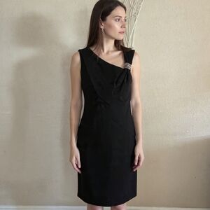 Nue By Shani Black Asymmetrical Sheath Mini Dress Size 6 NWT $290 Embelished